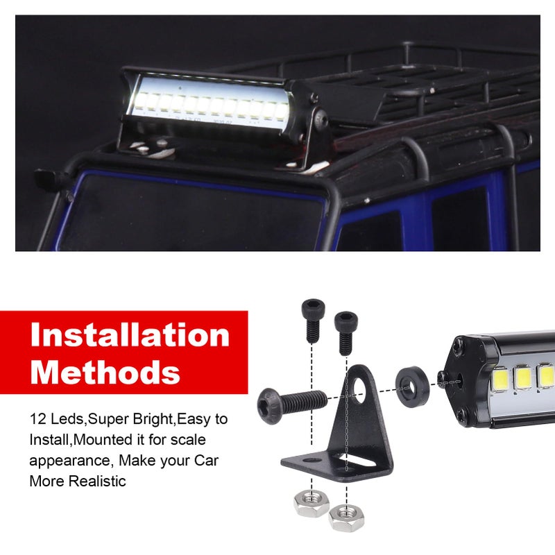Hobbypark RC Crawler LED Light Bar Kit Roof Spotlight Dome Light Simulation for Traxxas TRX-4 Trx4 Axial SCX10 90046 RC4WD D90 KM2 - Image 5